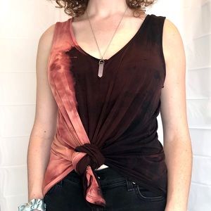 Dip Dyed Dual Tone Black Acid Wash Tank Top Sz. L